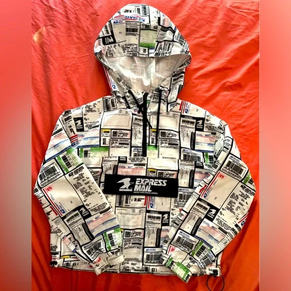 Forever 21 X USPS Collab Hooded Pullover Windbreaker Rain Jacket - Picture 1 of 4
